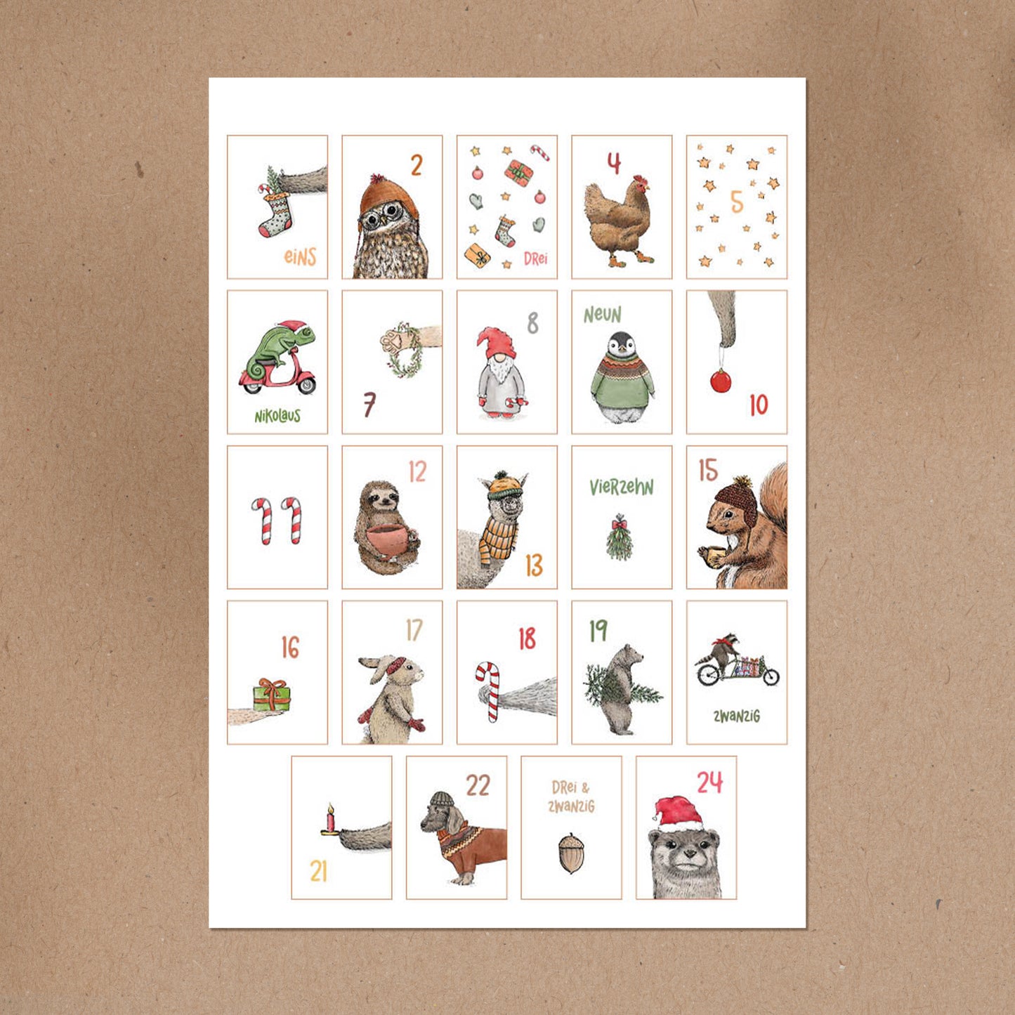 Adventskalender 24x Mini Karten | 52 x 74 mm