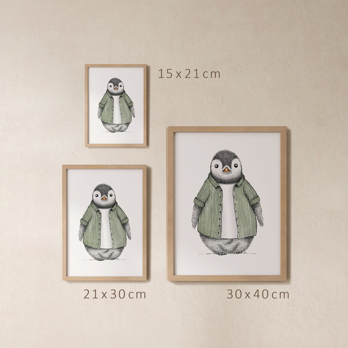 POSTER | Kunstdruck | Pinguin Fabi Cordhemd