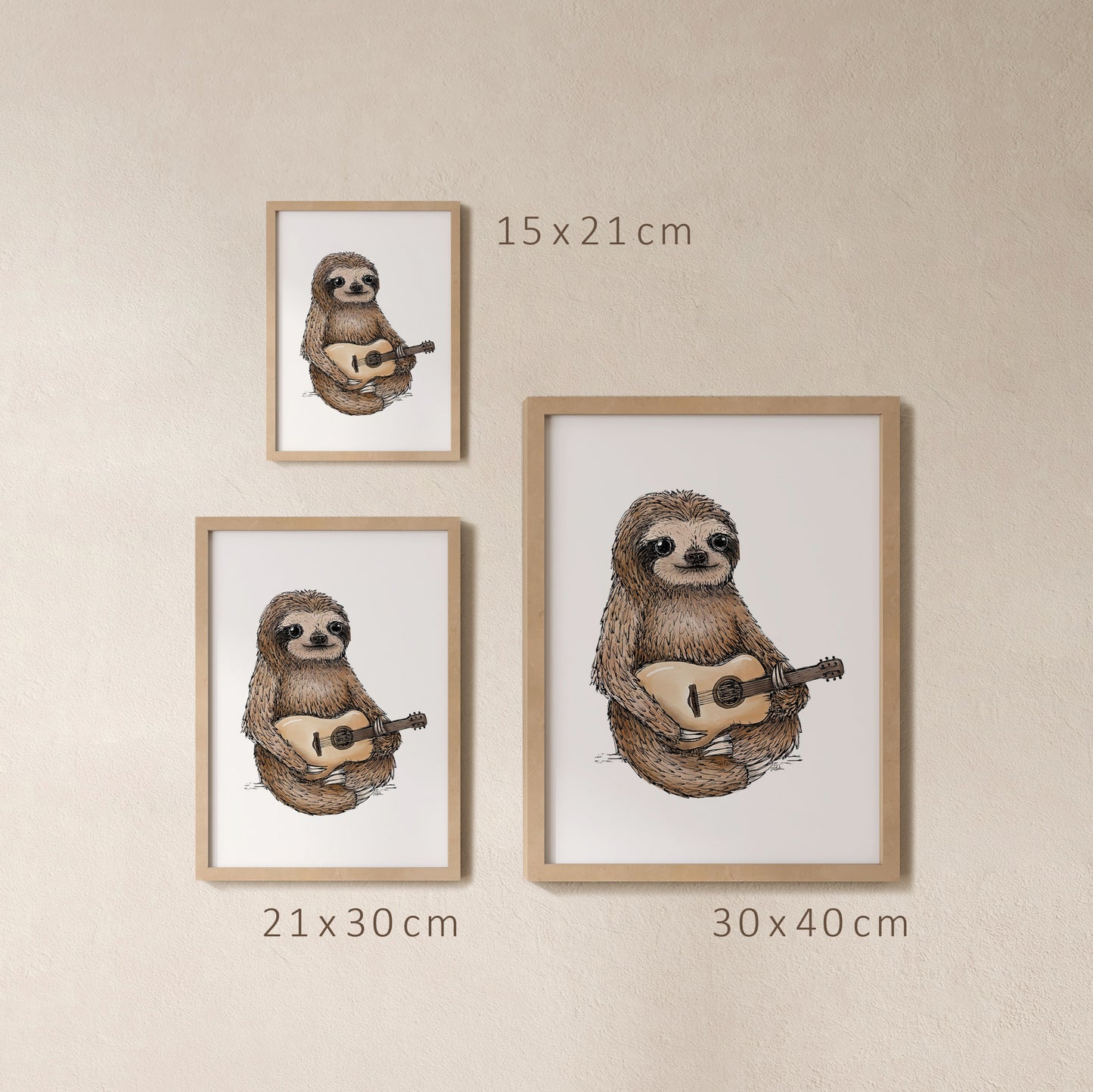 POSTER | Kunstdruck | Faultier Hugo - Gitarre