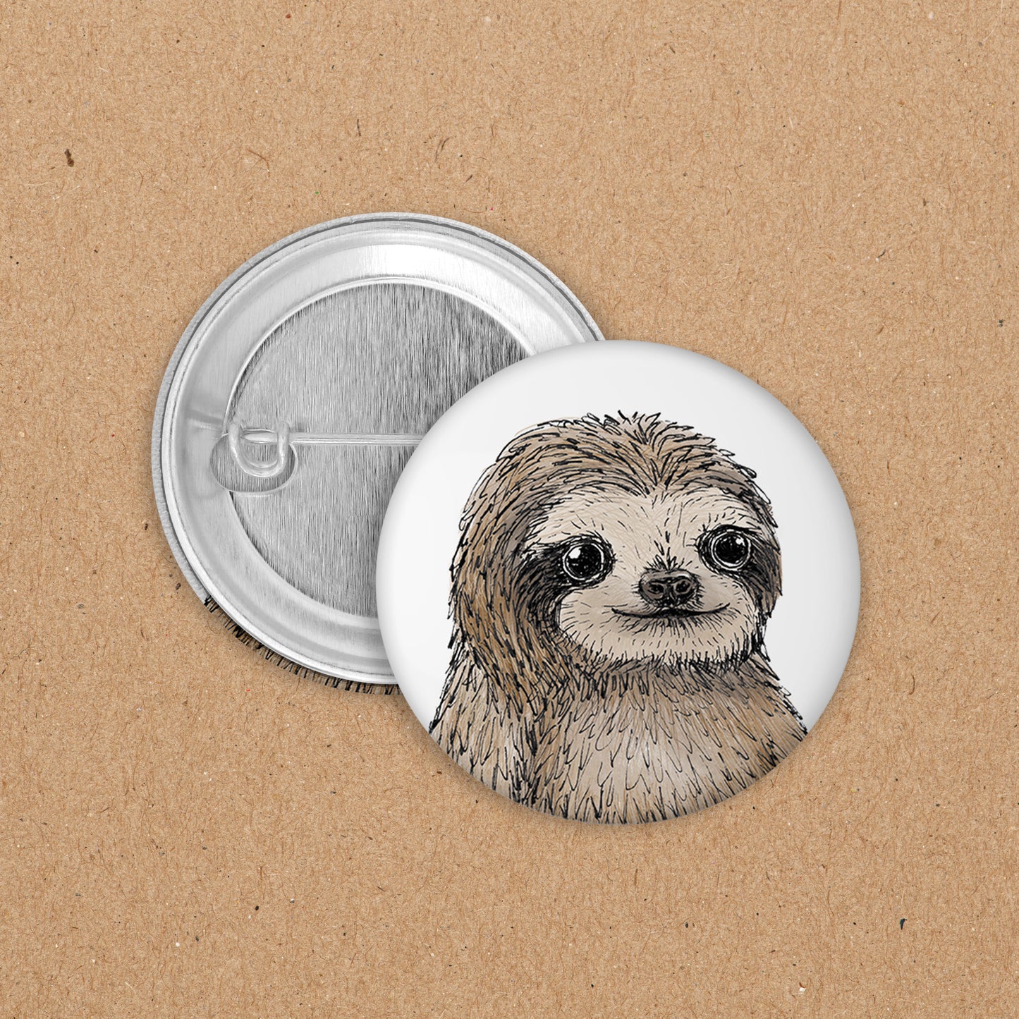 BUTTON | 35 mm | Faultier Hugo - Kopf