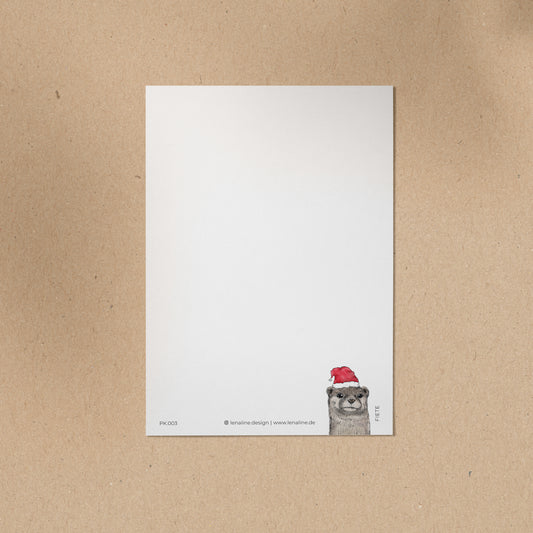 POSTKARTE | Otter Fiete - Weihnachtsmütze