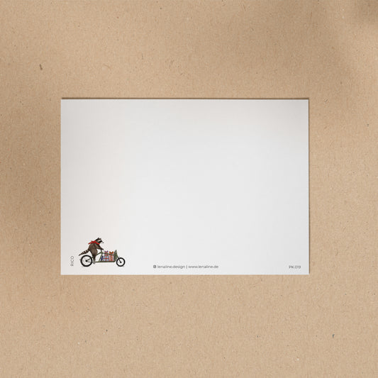 POSTKARTE | Waschbär Rico - Lastenrad XMAS