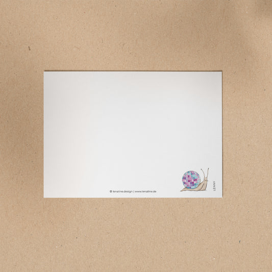 POSTKARTE | Schnecke Lenny - Discokugel