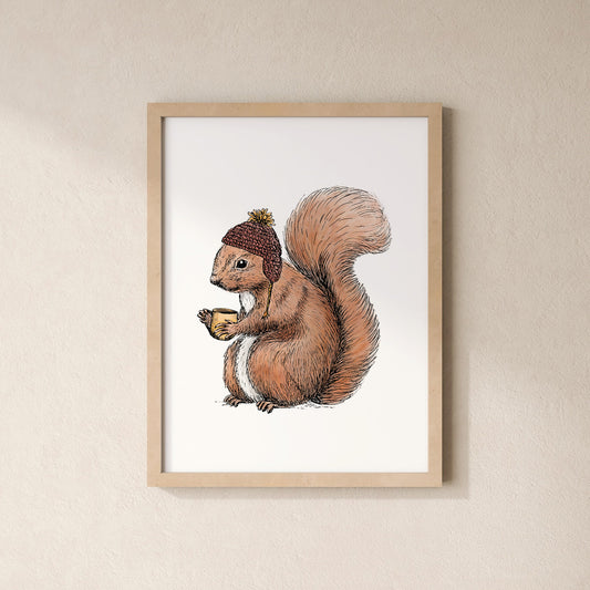 POSTER | Kunstdruck | Eichhörnchen Fritz Mütze