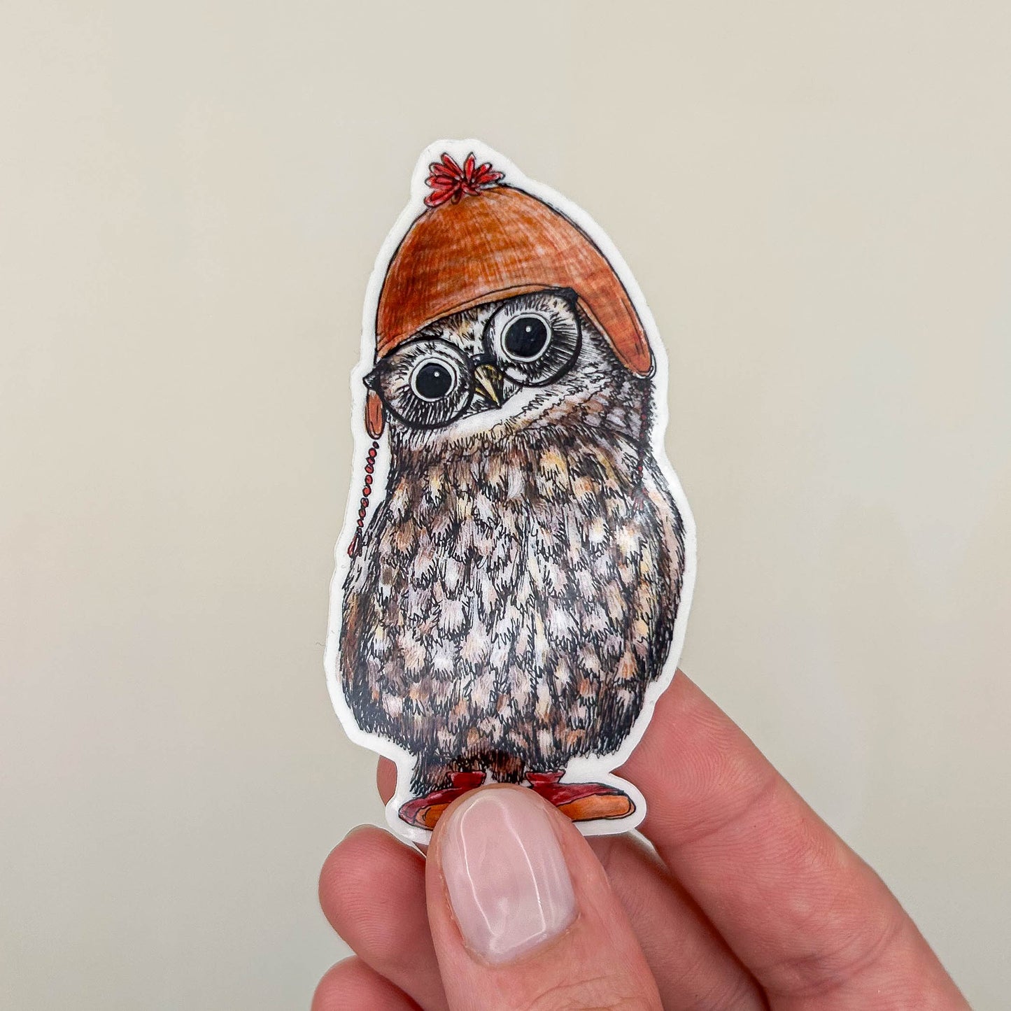 STICKER | Eule Hermine Mütze - transparent