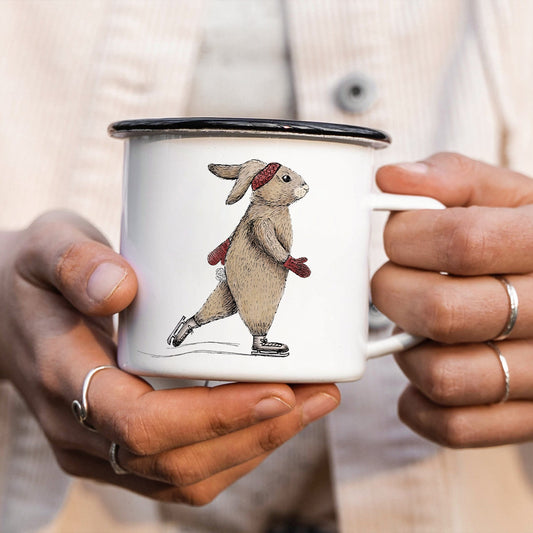 EMAILLE Tasse | Hase Clara - Schlittschuhe