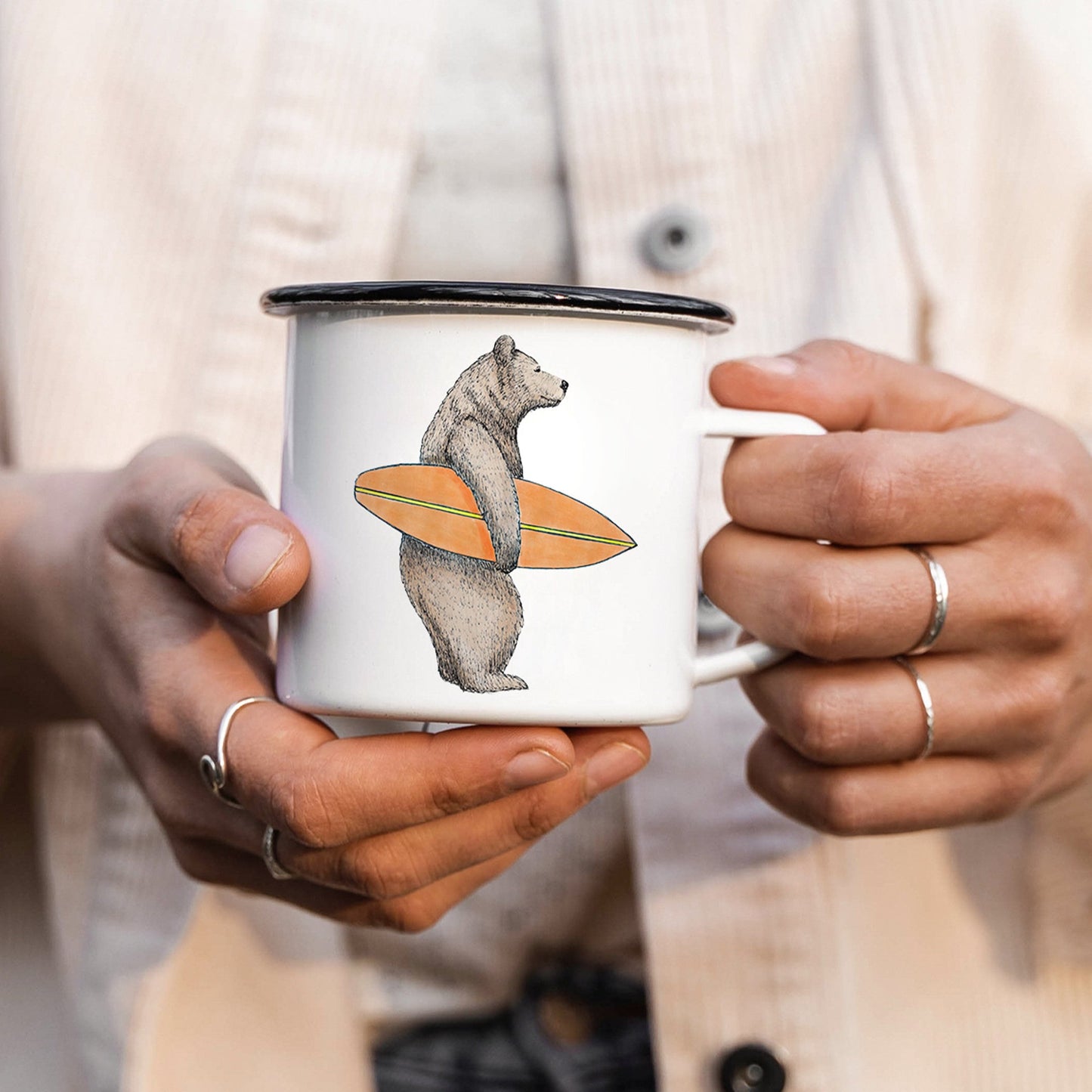 EMAILLE Tasse | Surferbär Bruno