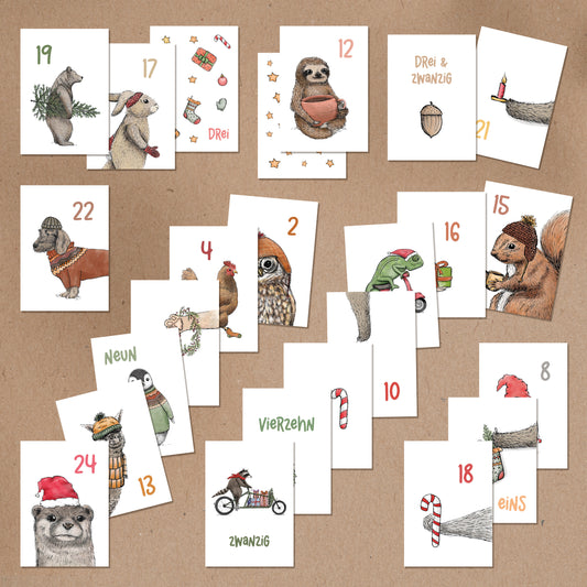 Adventskalender 24x Mini Karten | 52 x 74 mm