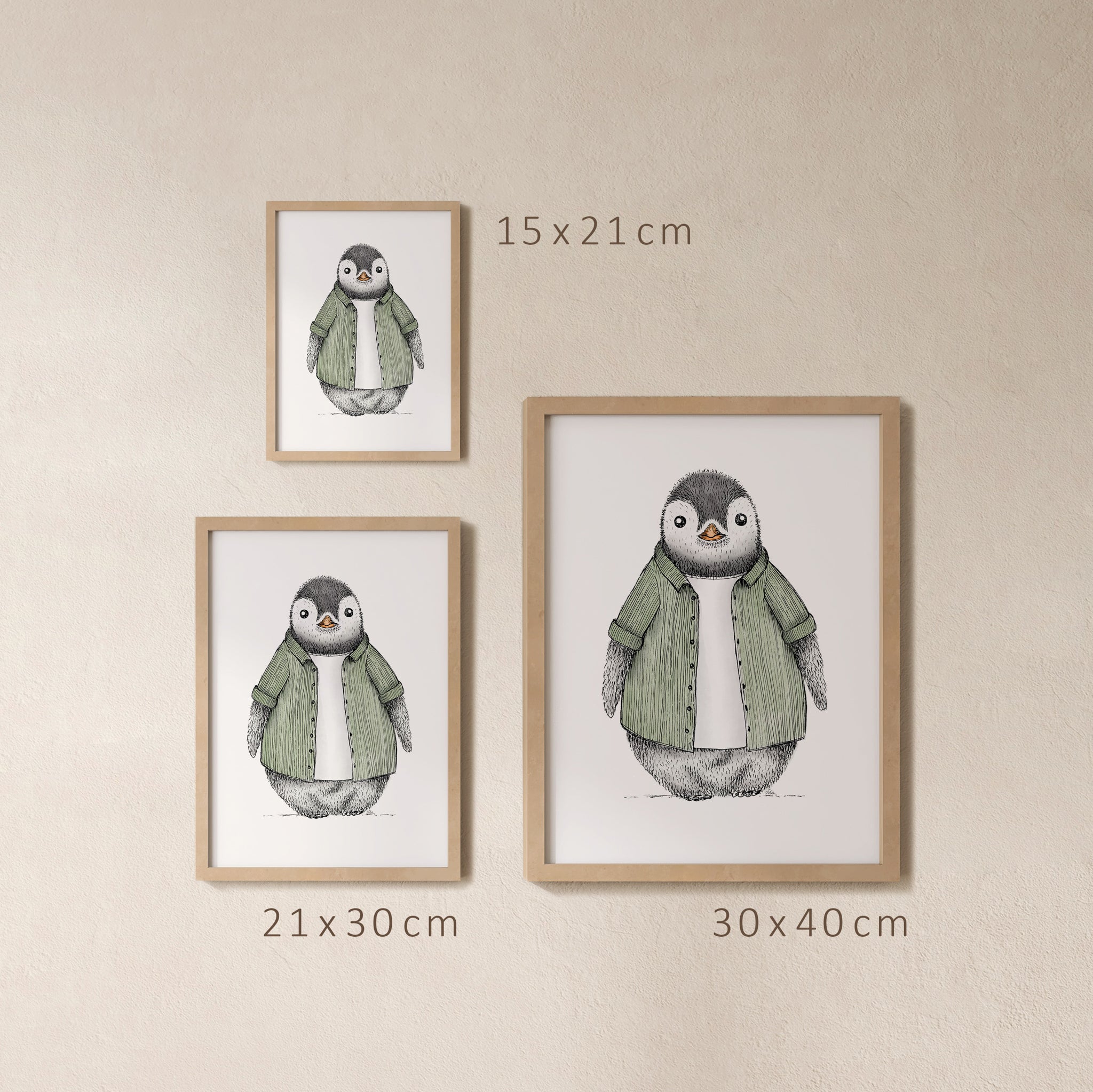 POSTER | Kunstdruck | Pinguin Fabi Cordhemd