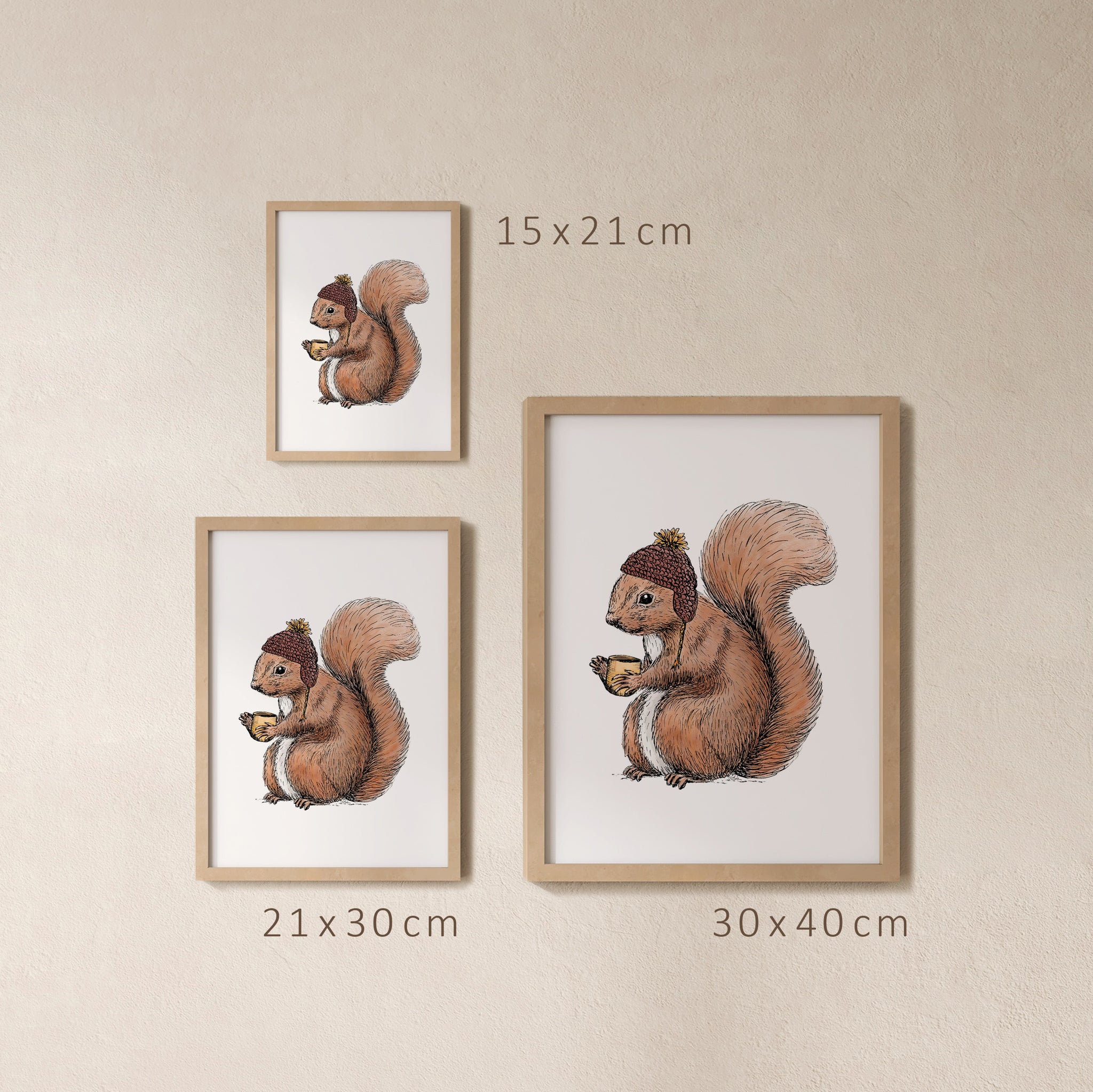 POSTER | Kunstdruck | Eichhörnchen Fritz Mütze