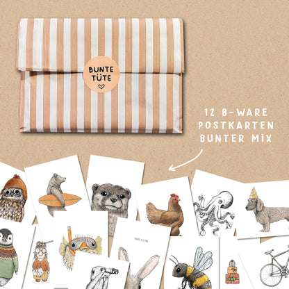 BUNTE TÜTE | 12 B-Ware Postkarten