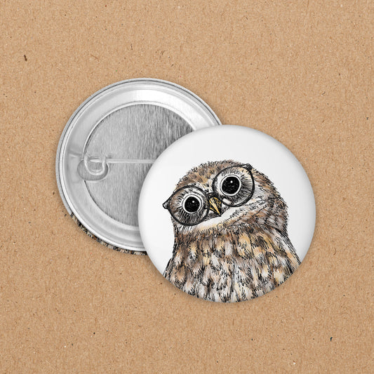 BUTTON | 35 mm | Eule Hermine - Kopf