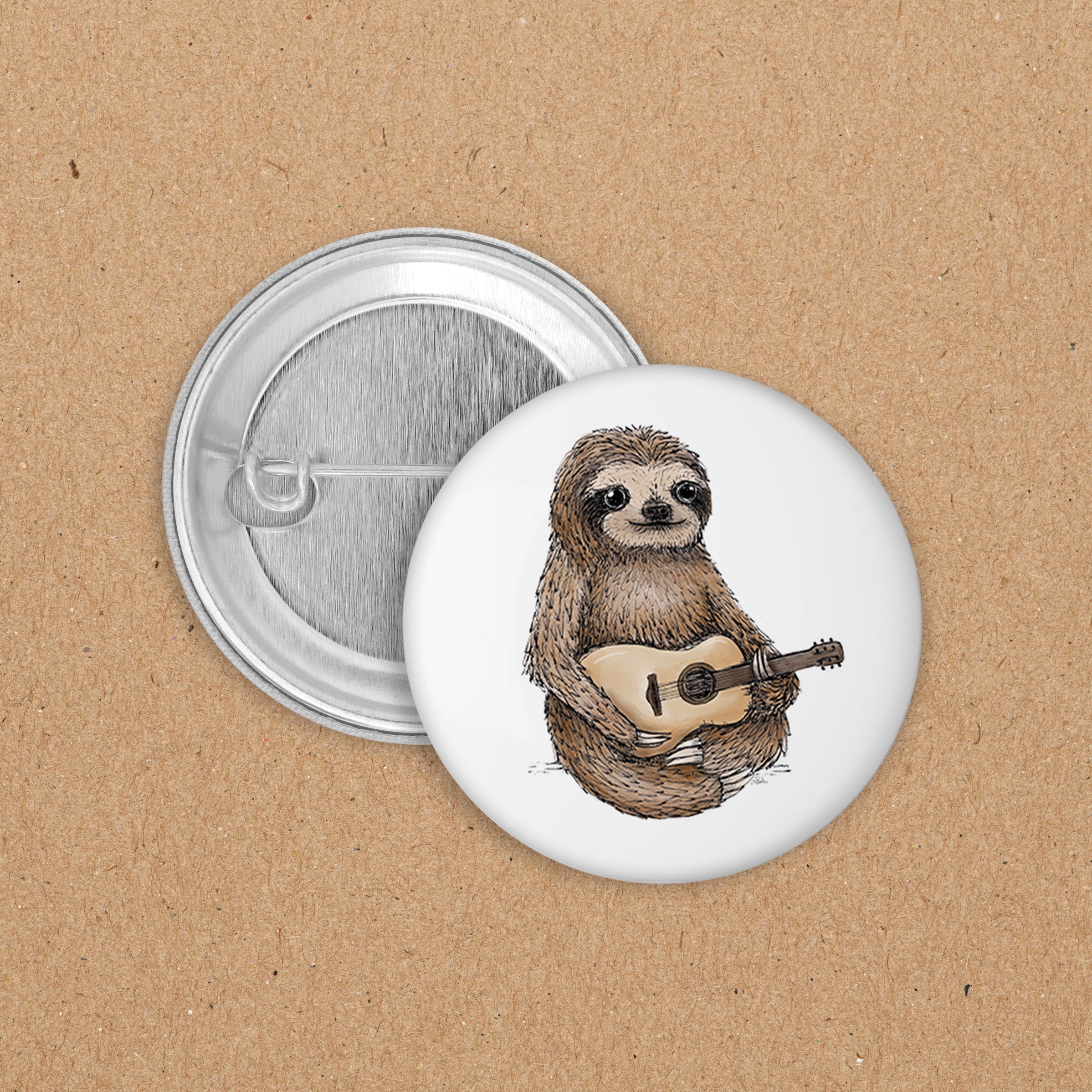 BUTTON | 35 mm | Faultier Hugo - Gitarre