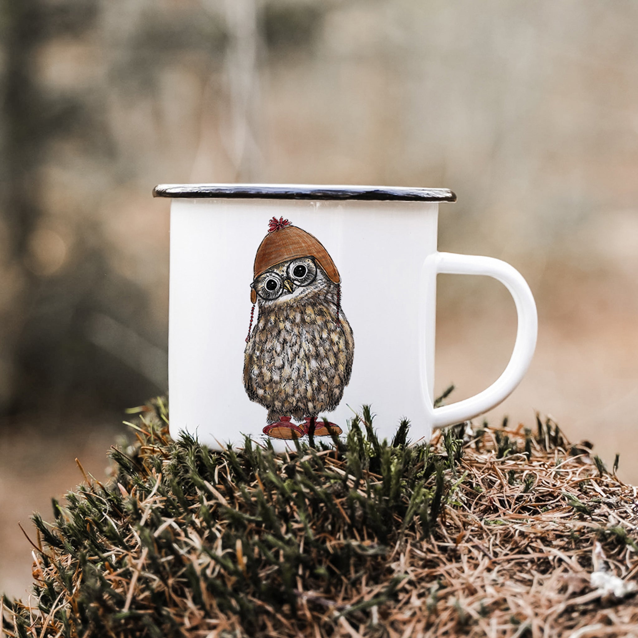EMAILLE Tasse | Eule Hermine - Mütze