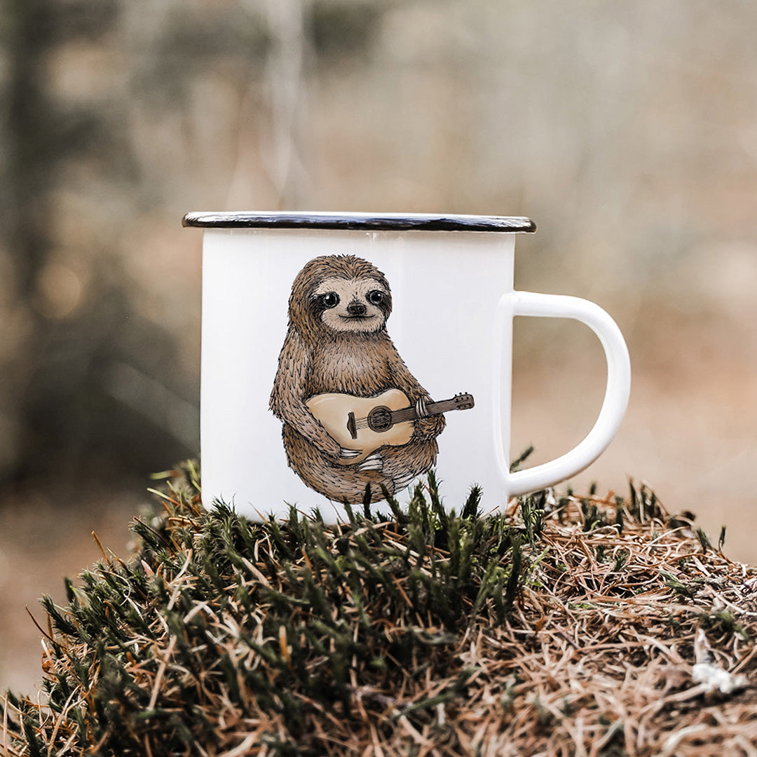 EMAILLE Tasse | Faultier Hugo - Gitarre