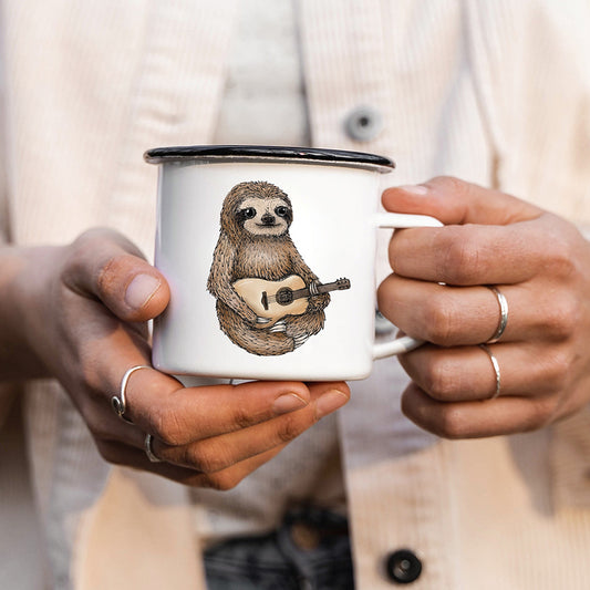 EMAILLE Tasse | Faultier Hugo - Gitarre