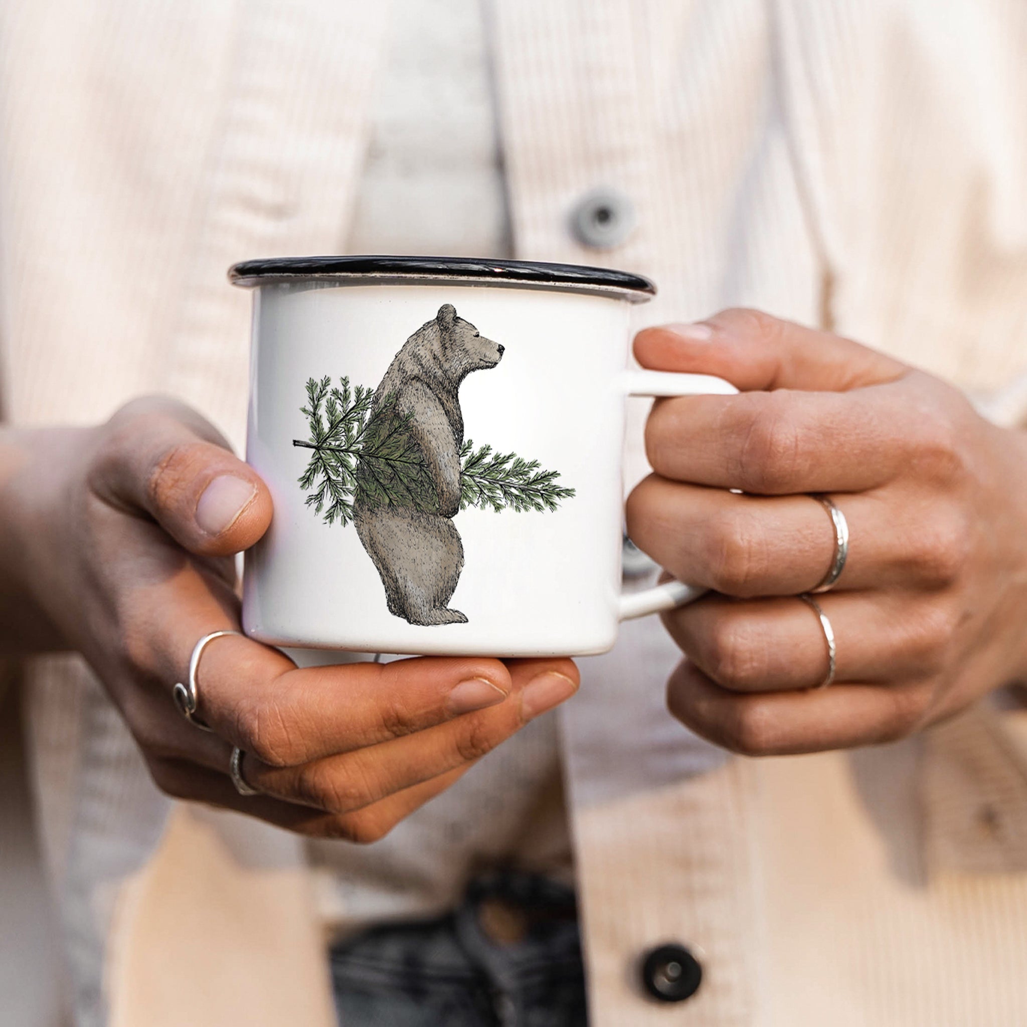 EMAILLE Tasse | Bär Bruno | Tanne