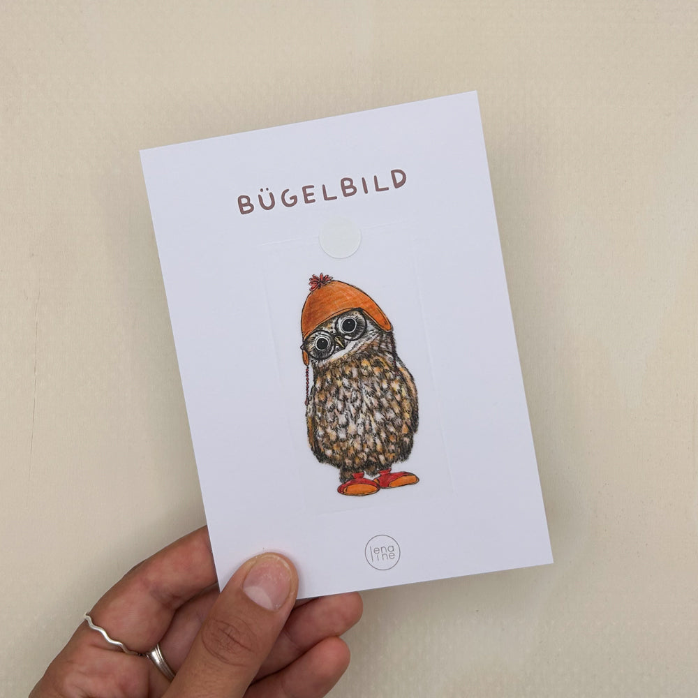 BÜGELBILD  | Eule Hermine Mütze | small