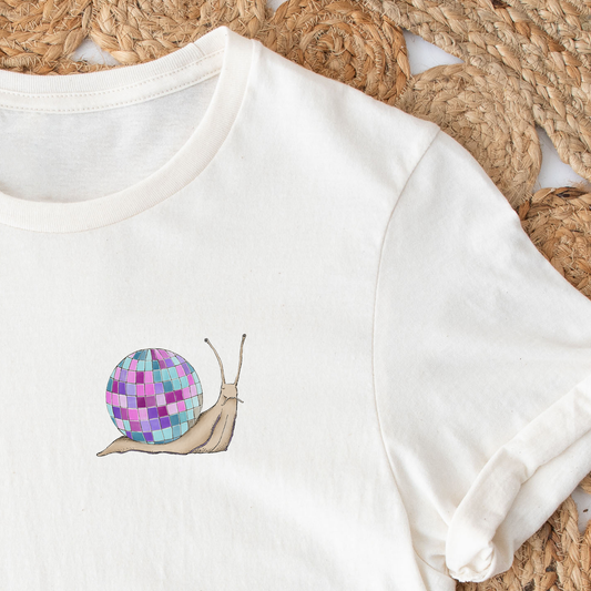 BÜGELBILD | Textildruck | Schnecke Lenny - Disco