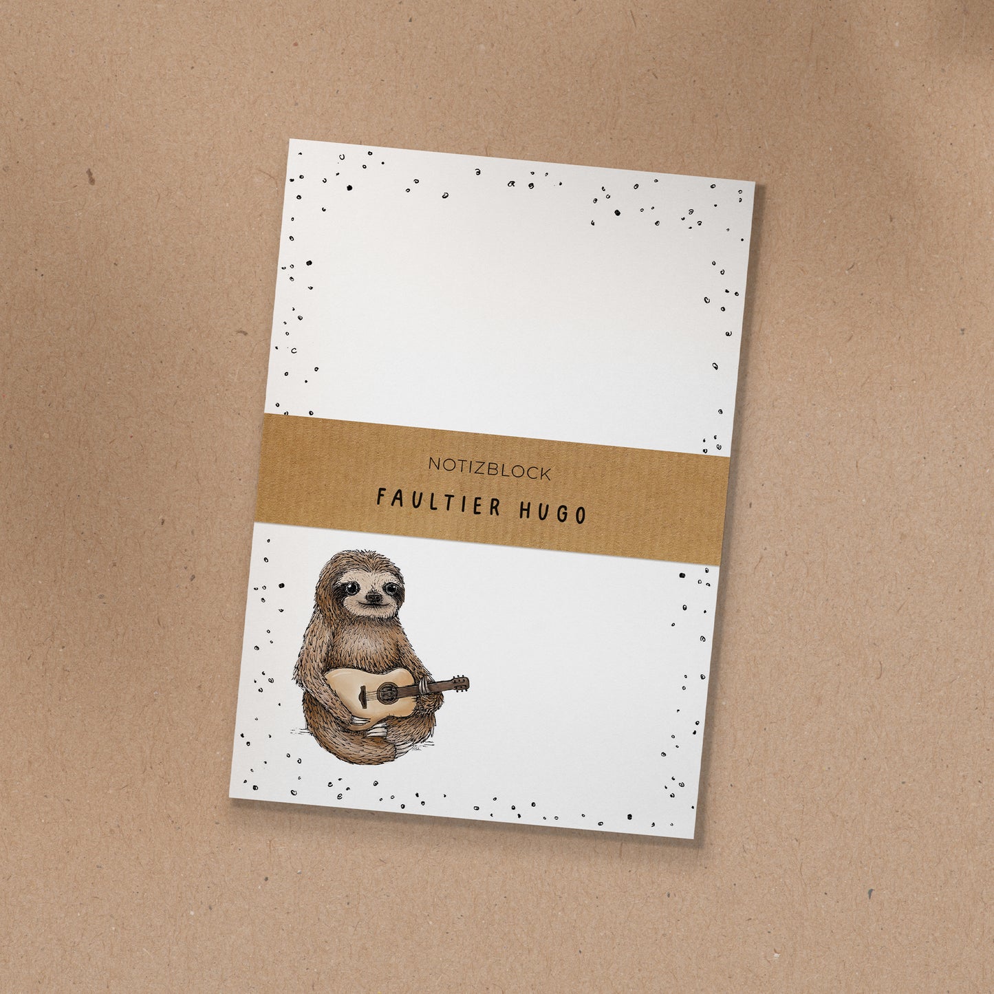 NOTIZBLOCK | DIN A6 | Faultier Hugo - Gitarre