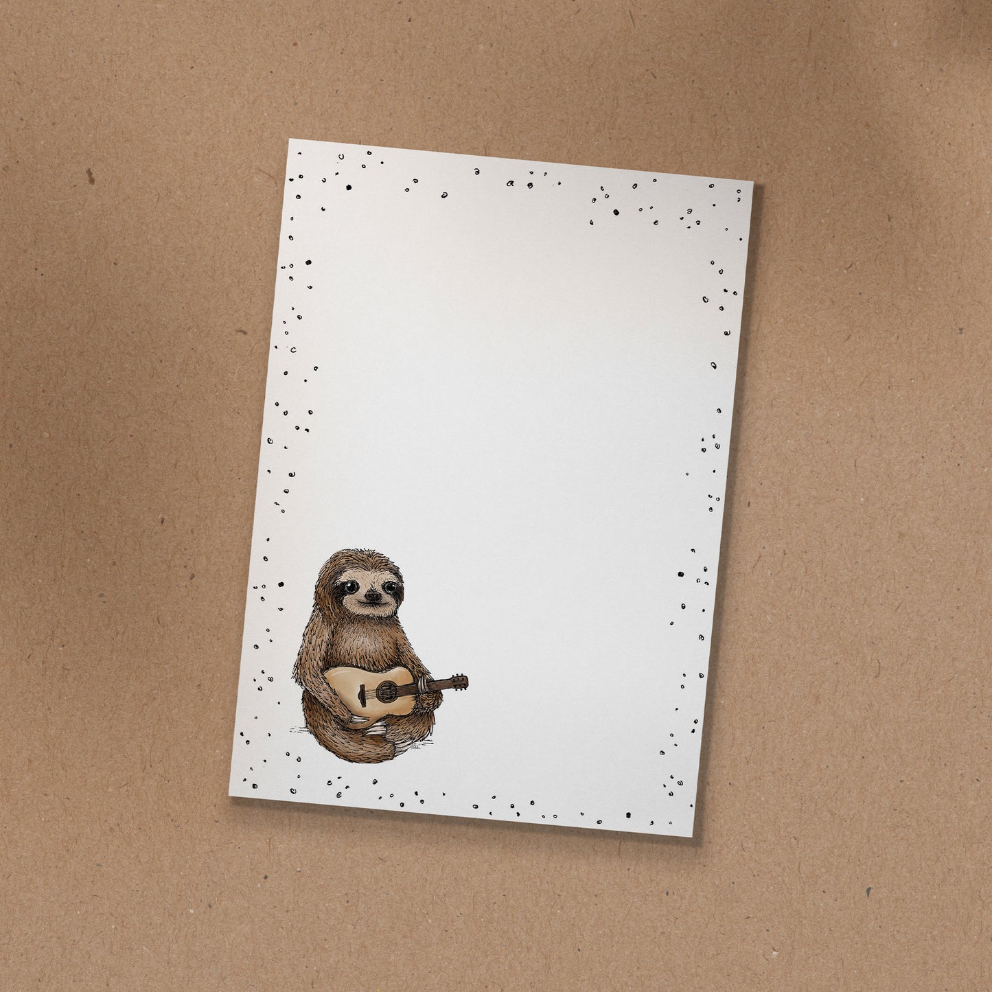 NOTIZBLOCK | DIN A6 | Faultier Hugo - Gitarre