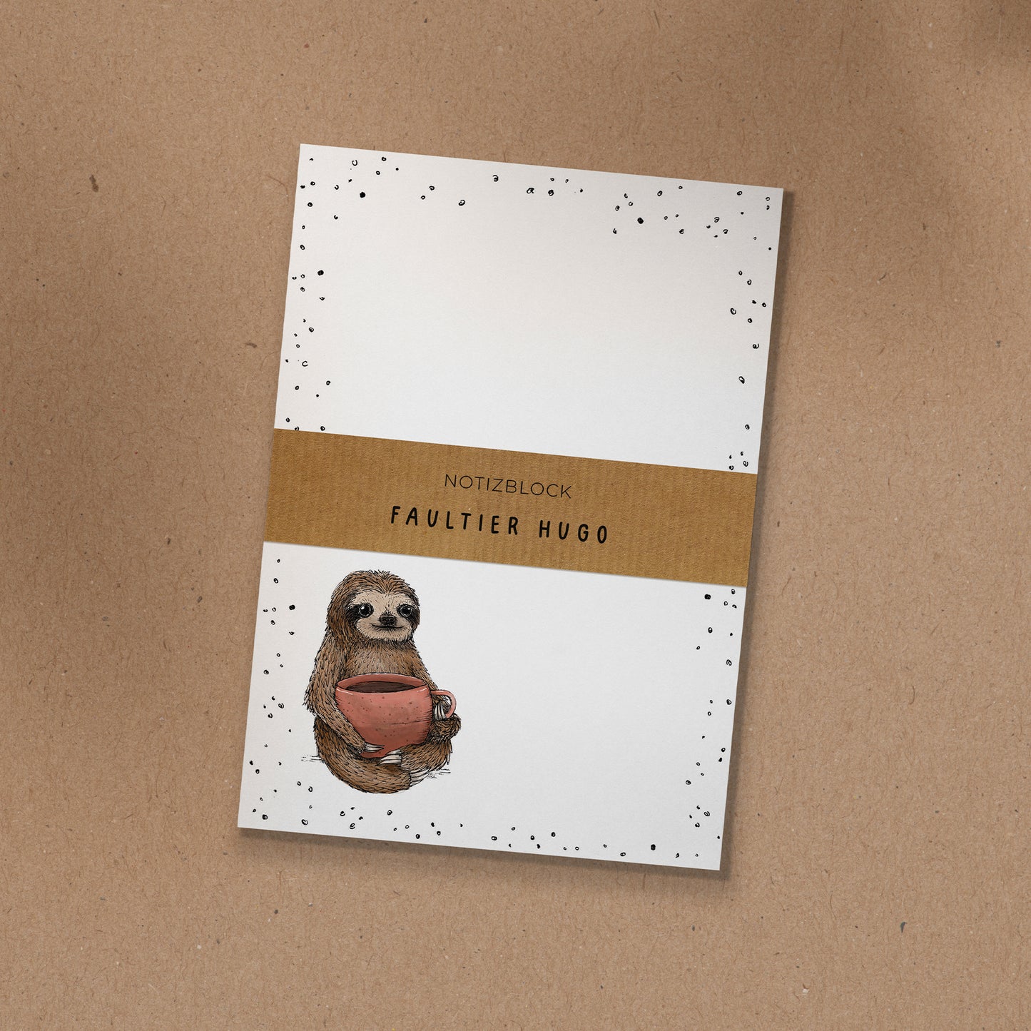 NOTIZBLOCK | DIN A6 | Faultier Hugo - Tasse