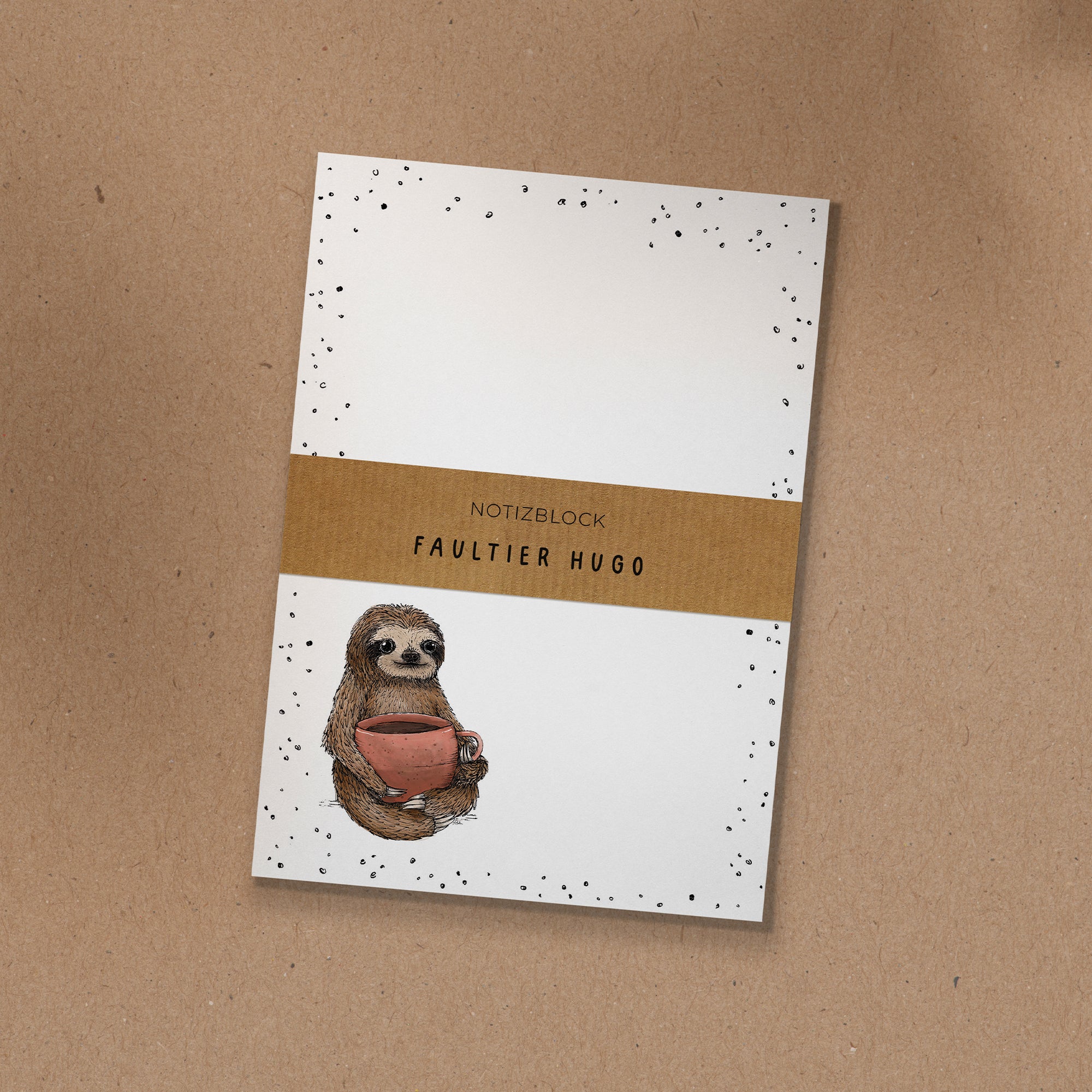 NOTIZBLOCK | DIN A6 | Faultier Hugo - Tasse