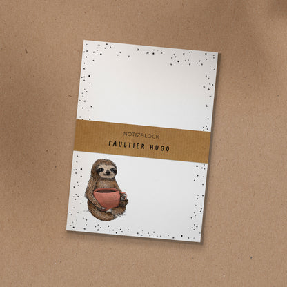 NOTIZBLOCK | DIN A6 | Faultier Hugo - Tasse