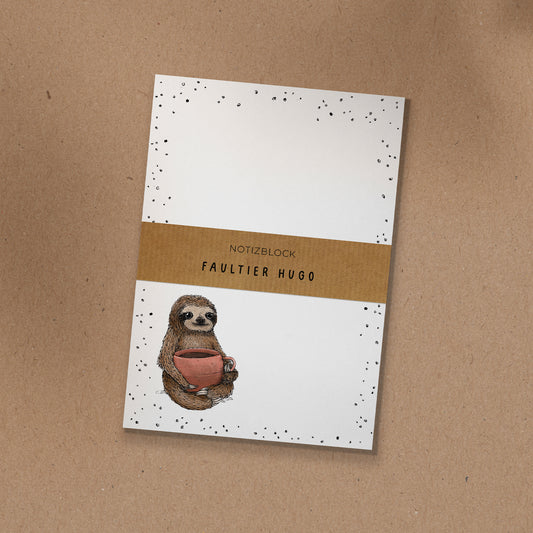 NOTIZBLOCK | DIN A6 | Faultier Hugo - Tasse