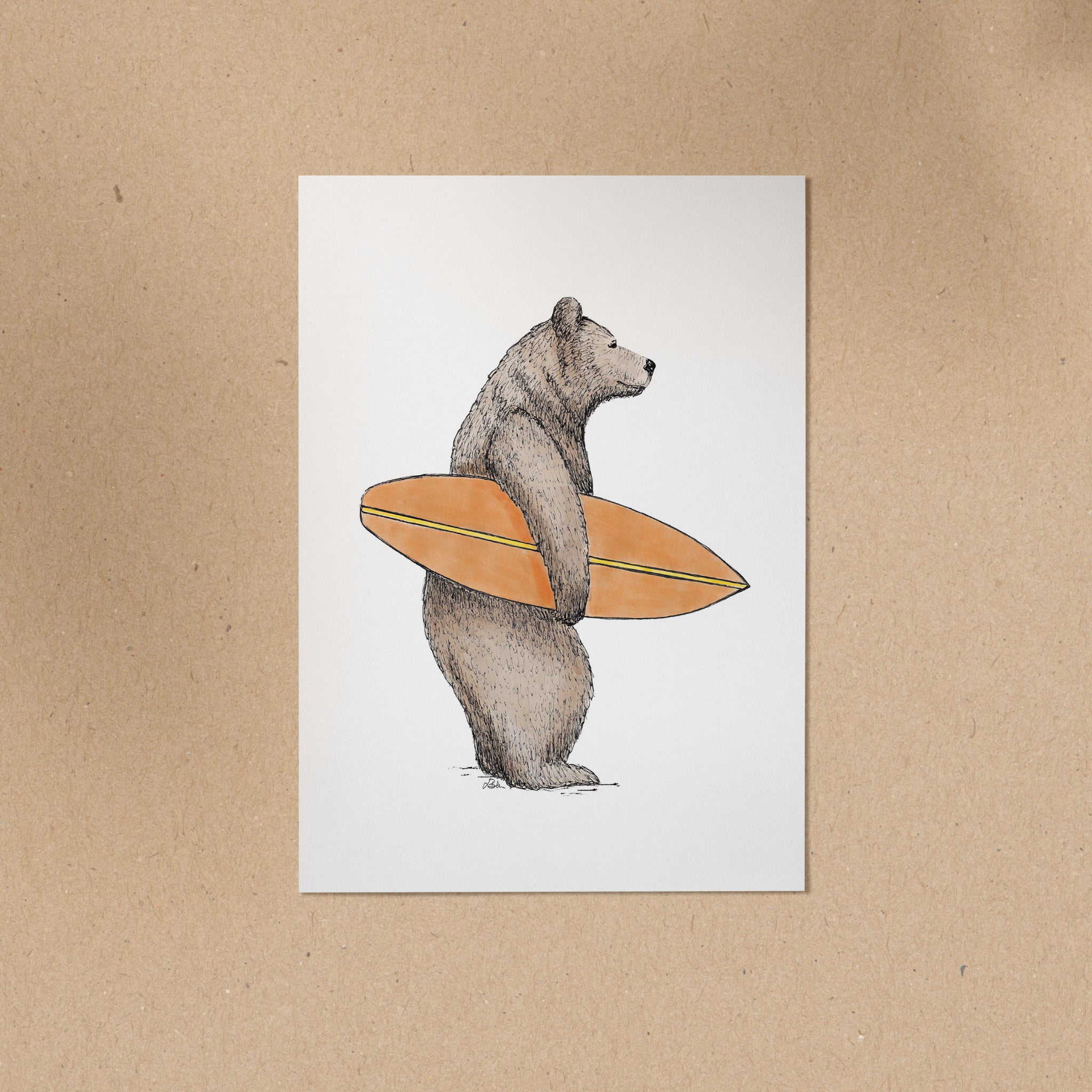 POSTKARTE | Bär Bruno - Surfer