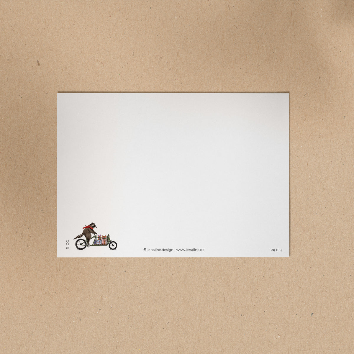 POSTKARTE | Waschbär Rico - Lastenrad XMAS