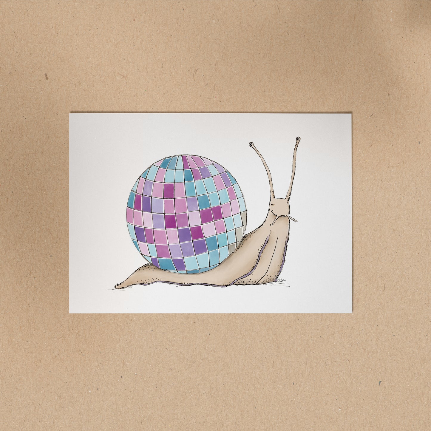POSTKARTE | Schnecke Lenny - Discokugel