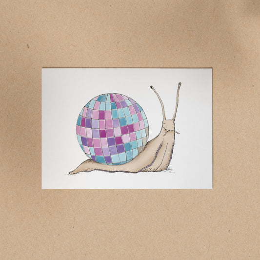 POSTKARTE | Schnecke Lenny - Discokugel
