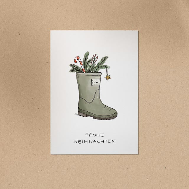 POSTKARTE | Gummistiefel - XMAS