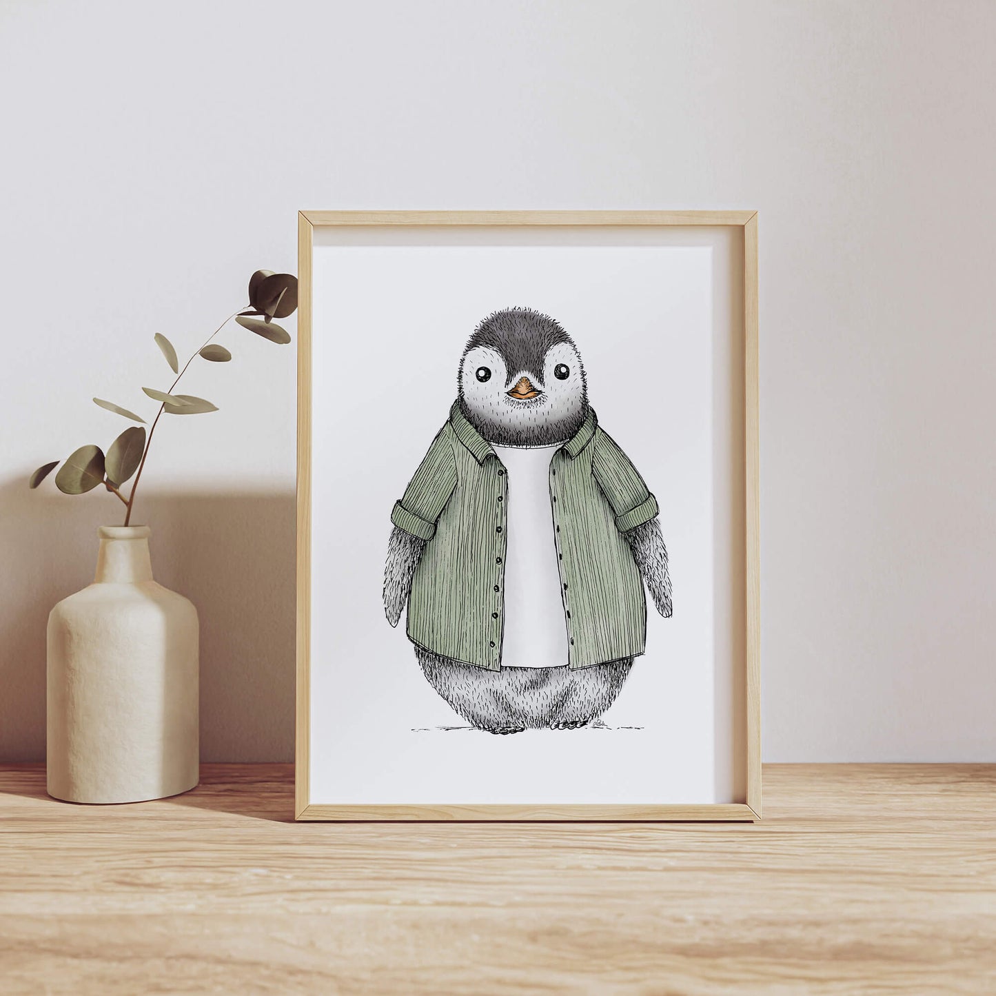 POSTER | Kunstdruck | Pinguin Fabi Cordhemd