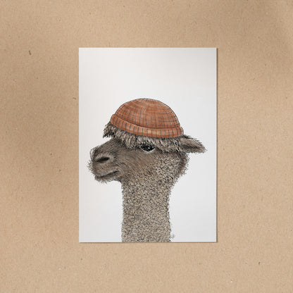POSTKARTE | Alpaka Ingo - Beanie Orange