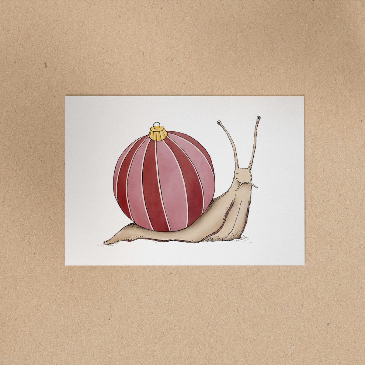 POSTKARTE | Schnecke Lenny - Weihnachtskugel