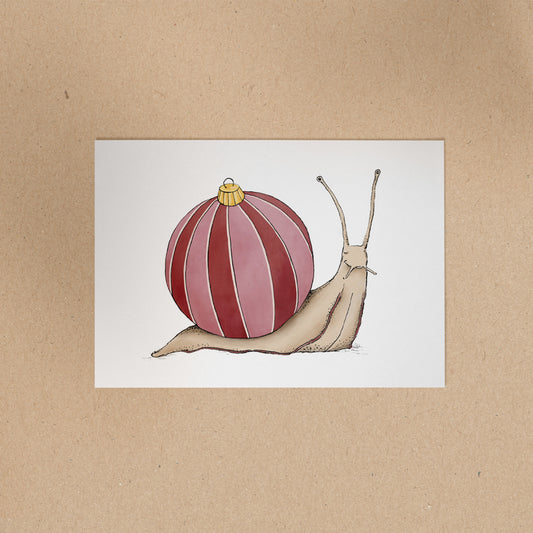 POSTKARTE | Schnecke Lenny - Weihnachtskugel