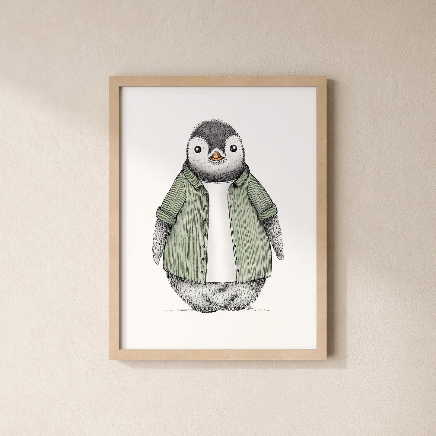 POSTER | Kunstdruck | Pinguin Fabi Cordhemd