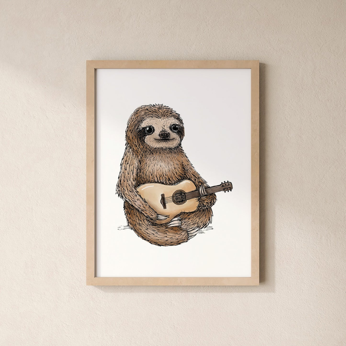 POSTER | Kunstdruck | Faultier Hugo - Gitarre