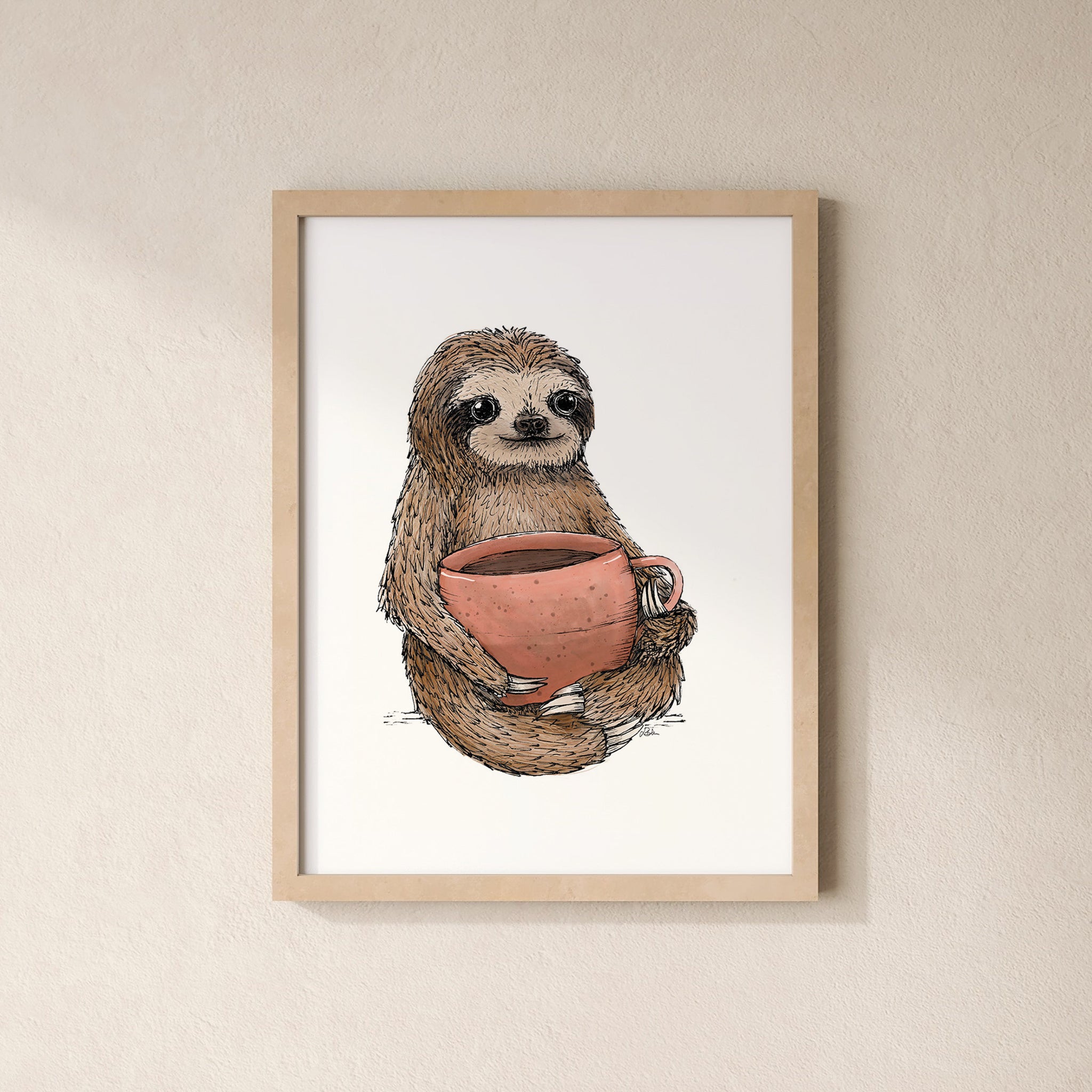 POSTER | Kunstdruck | Faultier Hugo - Tasse