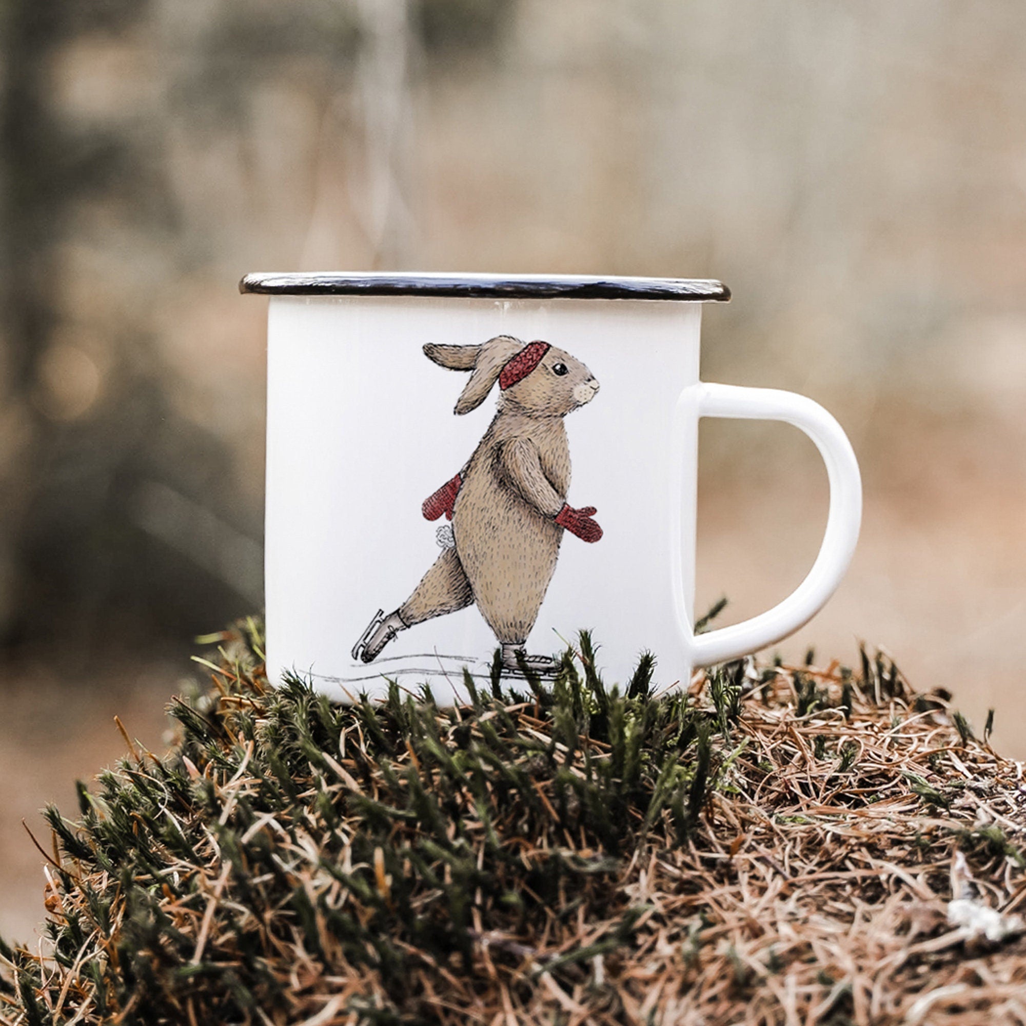 EMAILLE Tasse | Hase Clara - Schlittschuhe