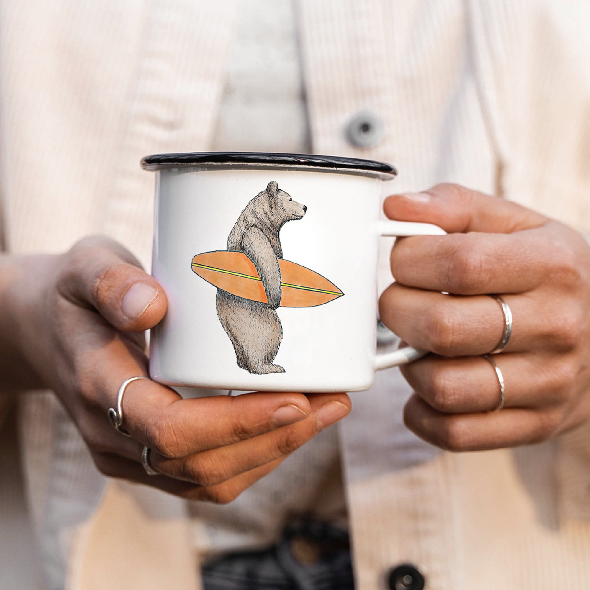EMAILLE Tasse | Surferbär Bruno