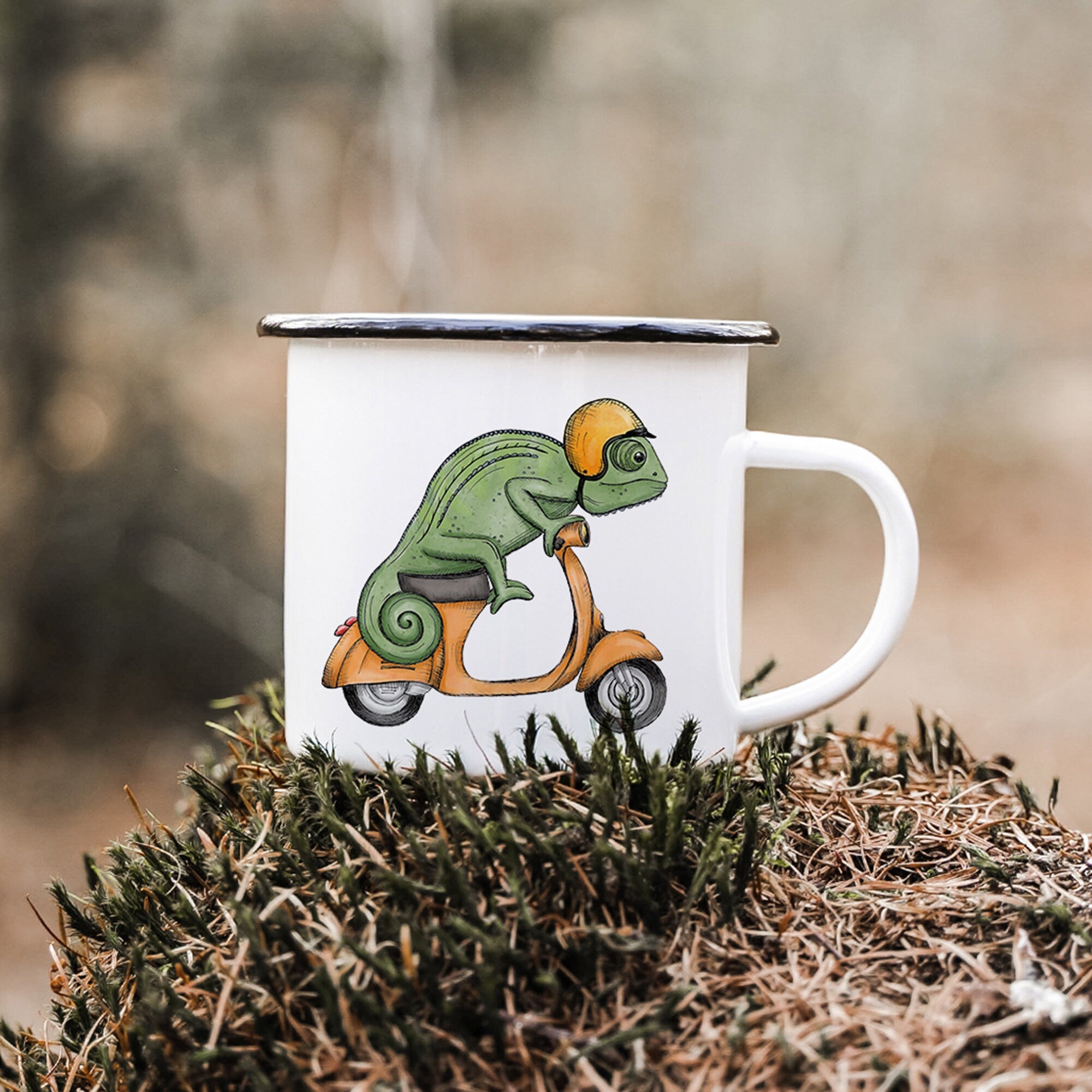 EMAILLE Tasse | Chamäleon Pedro | Vespa